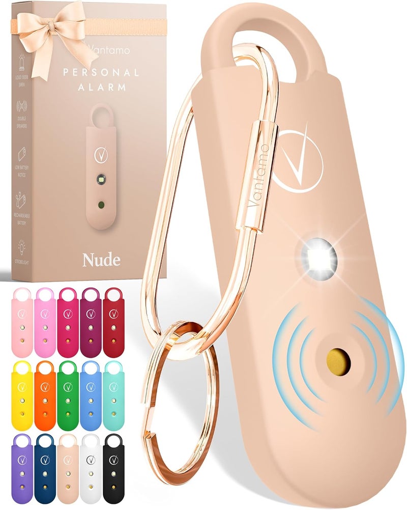 Vantamo Personal Alarm for Self Defense with Low Battery Notice, Strobe Light & Extra Loud 130 dB Double Speakers Safety Keychain Set for Women, Rechargeable Panic Button for Womens Self Defense - Image 1